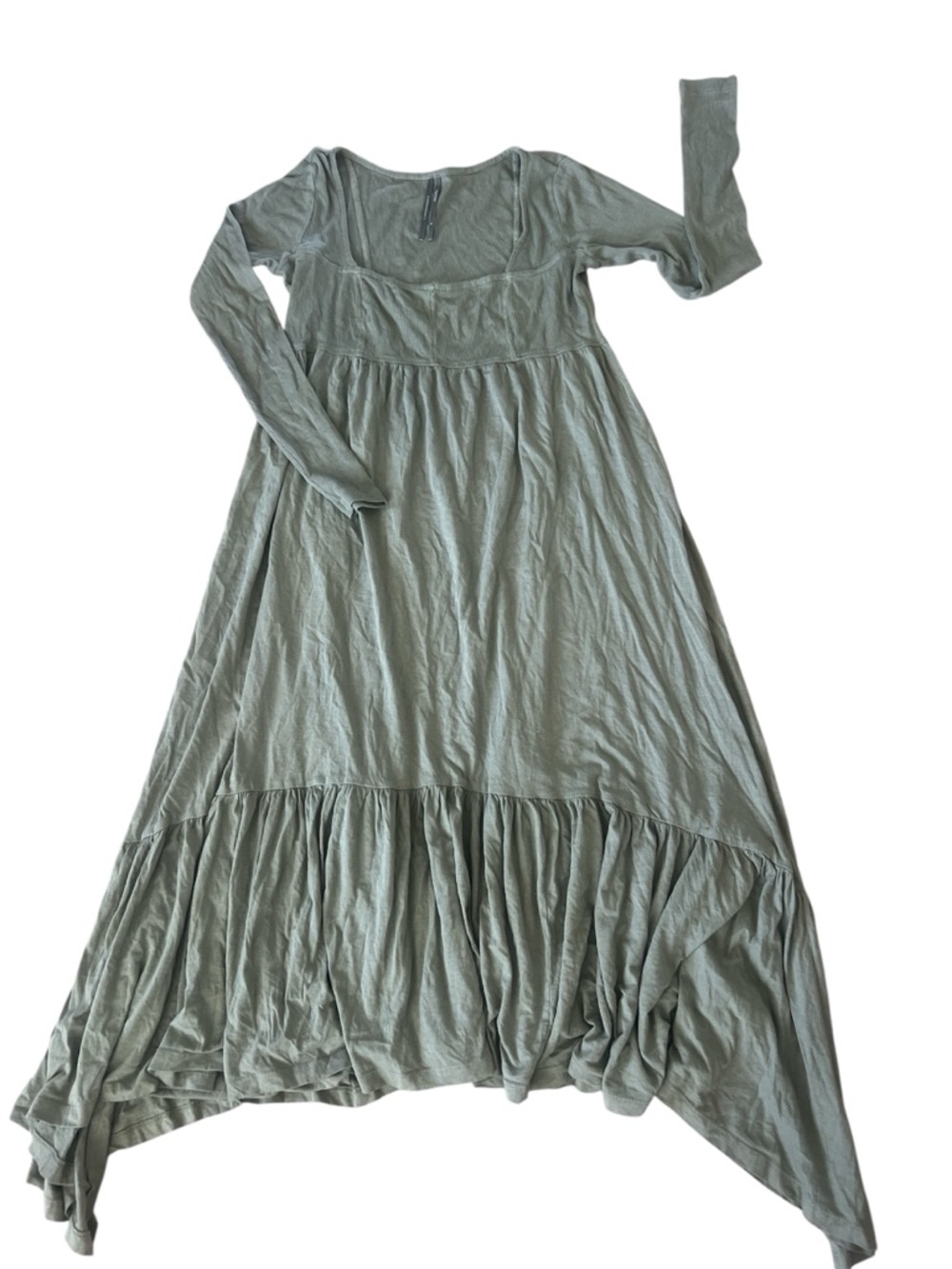 Anthropologie Olive Green Long Sleeve Tiered Maxi Dress - Picture 6 of 11